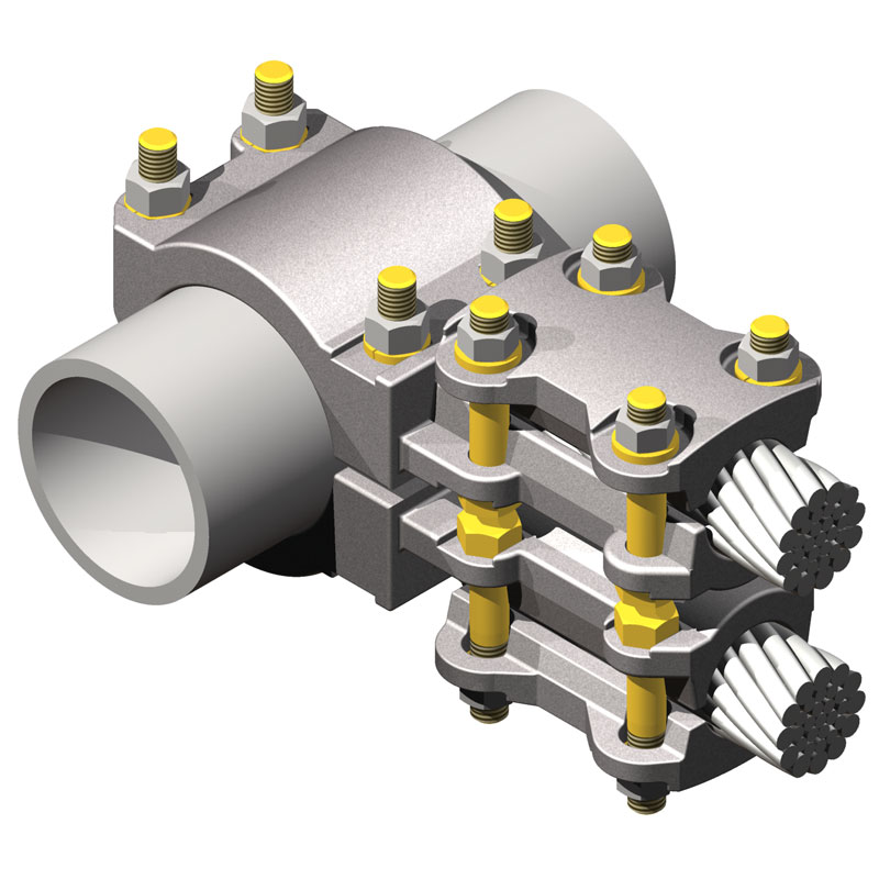 230 kV Aluminum Bolted Bus Pipe to Cable Tee Connectors